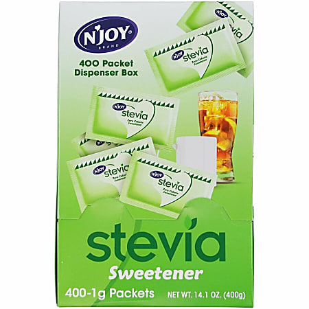 Njoy Green Stevia Sugar Substitute - 0.035 oz (1 g) - Stevia Flavor - 400/Box Njoy Green Stevia Sugar Substitute - 0.035 oz (1 g) - Stevia Flavor - 400/Box