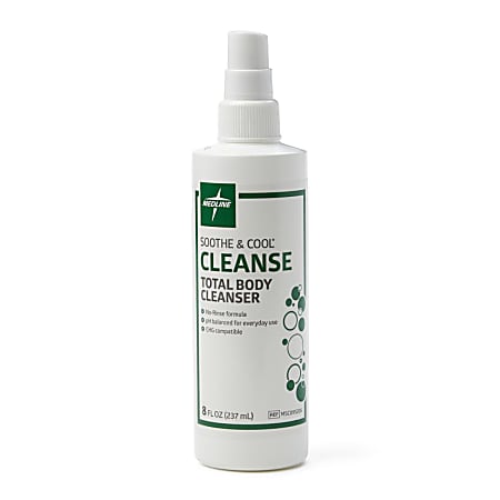 Medline Soothe & Cool No-Rinse Aloe Total Body Cleanser, 8 Oz, Pack Of 36