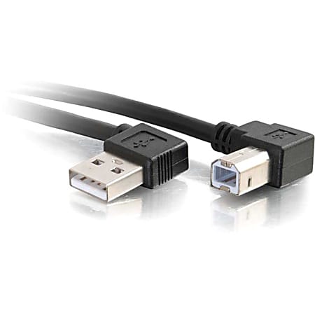 C2G 5m USB 2.0 Right Angle A/B Cable - Black (16.4ft) - 16.40 ft USB Data Transfer Cable for Mouse, Keyboard, Printer, Modem - First End: 1 x USB 2.0 Type A - Male - Second End: 1 x USB 2.0 Type B - Male - Shielding - Black