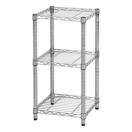Honey Can Do Small 3-Tier Adjustable Storage Shelving Unit, 30”H x 15”W x 14”D, Chrome