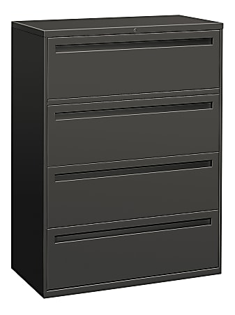 HON® Brigade® 700 36"W Lateral 4-Drawer File Cabinet, Metal, Charcoal