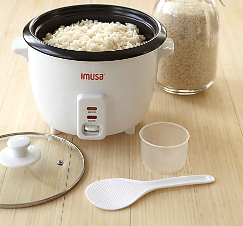 IMUSA Electric Non Stick 3 Cup Rice Cooker 7 12 H x 8 1116 W x 8 1116 D  White - Office Depot