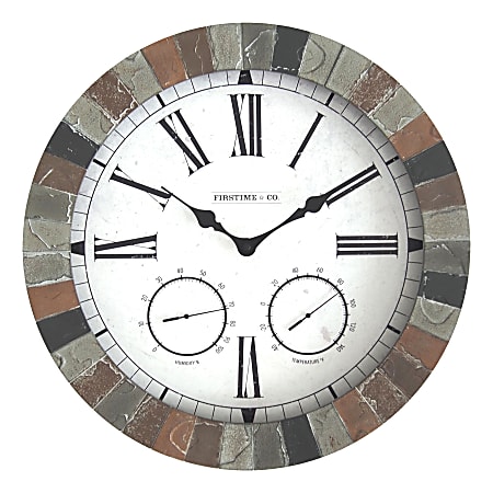 FirsTime & Co.® Garden Stone Outdoor Clock, Faux Slate