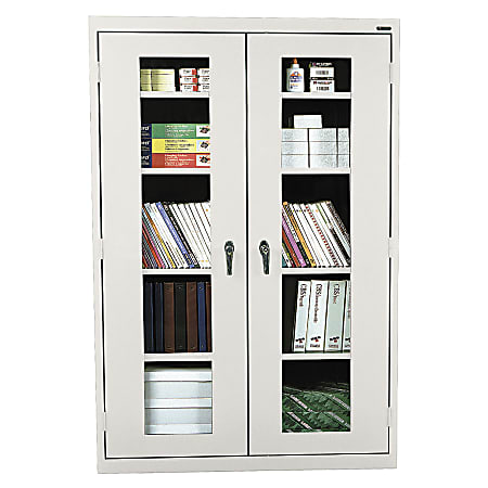 Sandusky® Extra-Wide Clearview Storage Cabinet, 72"H x 46"W x 18"D, Dove Gray