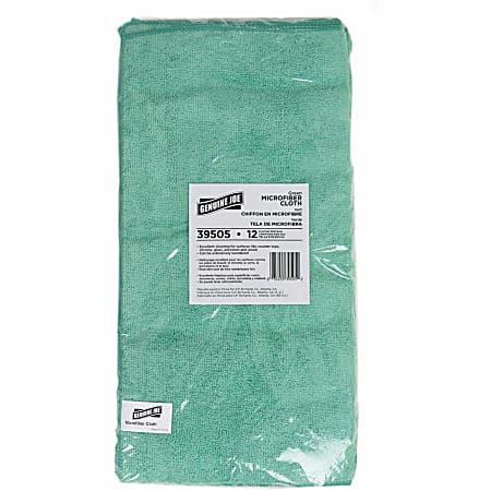 Genuine Joe General Purpose Microfiber Cloth - For Multipurpose - 16" Length x 16" Width - 12 / Bag - Chemical Resistant, Oil-free, Lint-free - Green