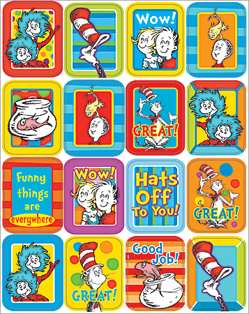 Eureka Dr. Seuss Lenticular Stickers, Pack Of 6