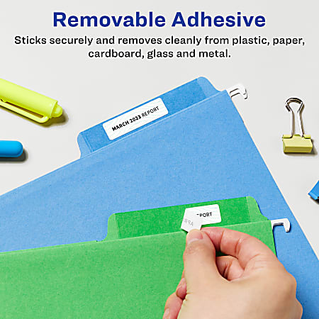 Avery® Removable Labels With Sure Feed®, 94204-RMP15, Rectangle, 1/2" x 1-3/4", White, Pack Of 900 Labels