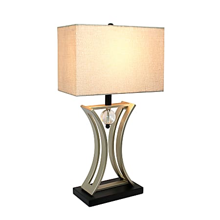 Elegant Designs Executive Business Table Lamp, 28 1/4"H, Beige Shade/Brushed Nickel Base