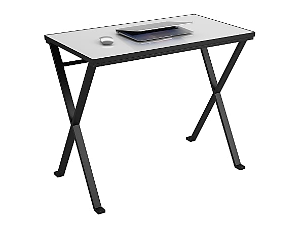 Ameriwood™ Prism Tempered-Glass Desk With Interchangeable Color Insert Sheets, 29 15/16"H x 36"W x 20"D, Black