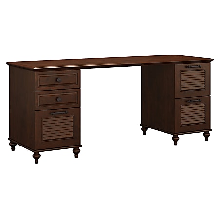 kathy ireland® Home by Bush Furniture Volcano Dusk Double Pedestal Desk, Coastal Cherry, Standard Delivery