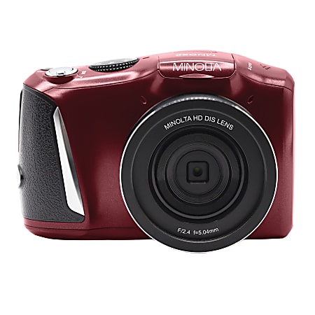 Minolta 4K Ultra HD MND50 48-Megapixel Digital Camera With 16x Zoom Lens, Red