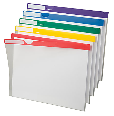 Pendaflex® Poly Index Folders, Letter Size, Clear With Color Stripes, Pack Of 10