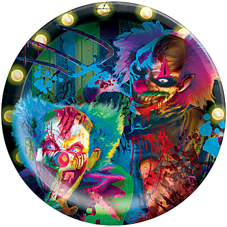 Amscan Creepy Carnival Paper Plates, 10", Multicolor, Pack Of 40 Plates