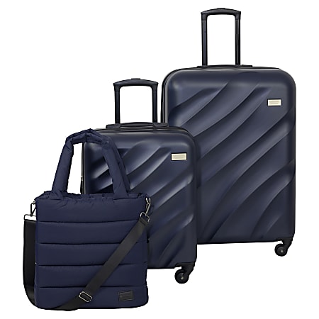 Geoffrey Beene Puffer Hardside 3 Piece Luggage Collection Navy Office