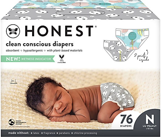 The Honest Company Clean Conscious Diapers, Size 0, Sage, Box Of 76 Diapers