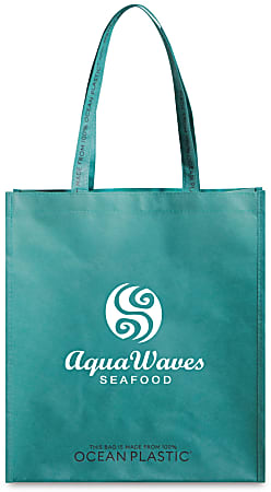 Custom Promotional Custom Out Of The Ocean Reusable Large Shopper, 15-3/4” x 13-13/16”