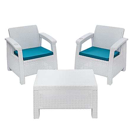 Inval MQ® FERRARA™ 3-Piece Stay Furniture Set, White/Teal