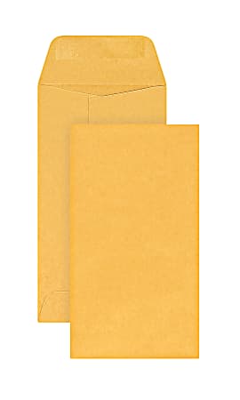 Office Depot® Brand Coin Envelopes, 3-1/2" x 6-1/2", Gummed Seal, Manila, Box Of 500