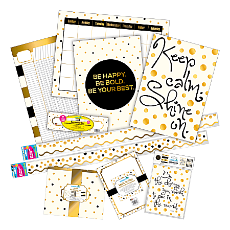Barker Creek Classroom Décor Set, Shine On Gold, Pre-K To College