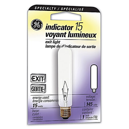 GE Candelabra Base Exit Light Bulb, 15 Watts