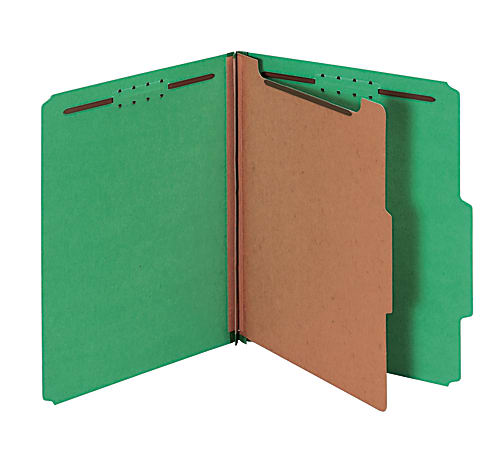 Pendaflex® Pressboard Classification Folder, 1 3/4" Expansion, Letter Size, 1 Divider, 60% Recycled, Dark Green