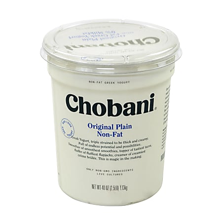 Chobani 0% Plain Non-Fat Greek Yogurt, 40 Oz