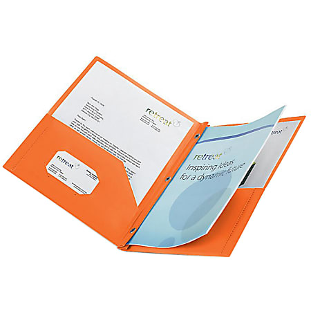 2 Pocket Plastic Folder for Binder, Orange plastic folder