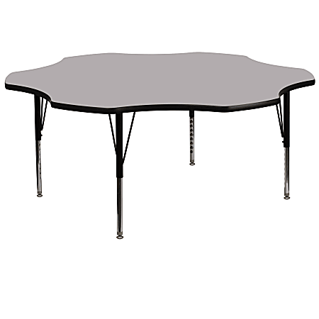 Flash Furniture Flower Thermal Laminate Activity Table With Short Height-Adjustable Legs, 25-1/8" x 60", Gray