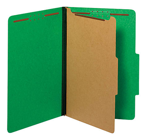 Pendaflex® Pressboard Classification Folder, 1 3/4" Expansion, Legal Size, 1 Divider, 60% Recycled, Dark Green