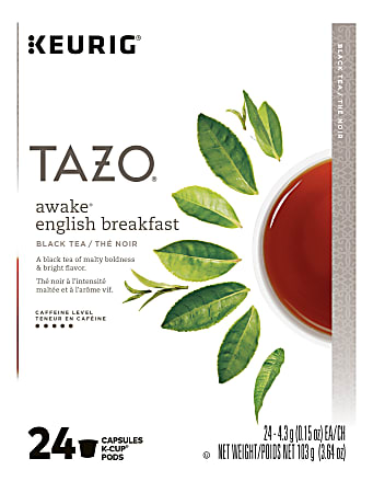 Tazo Awake Tea Single Serve K Cups 3.64 Oz Carton Of 24 Office Depot