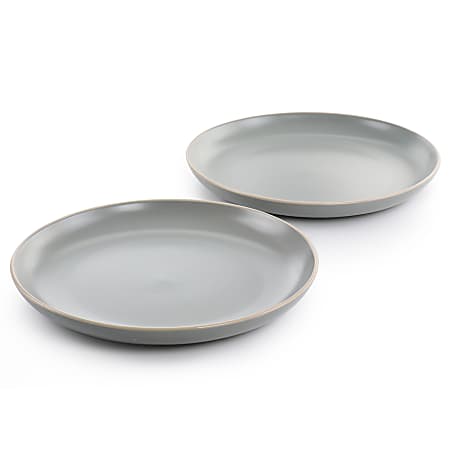 Gibson Home Rockaway 2-Piece Round Stoneware Dinner Plate Set, 10-1/2”, Matte Gray