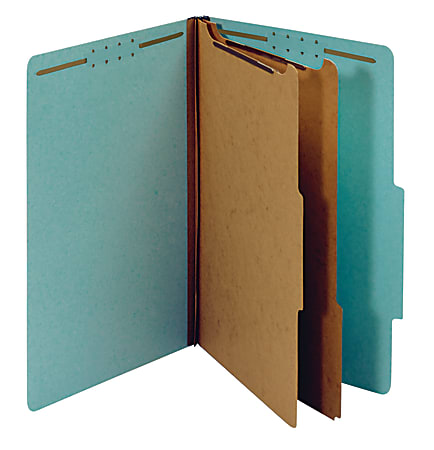 Pendaflex® Pressboard Classification Folder, 2 1/2" Expansion, Legal Size, 2 Dividers, Blue