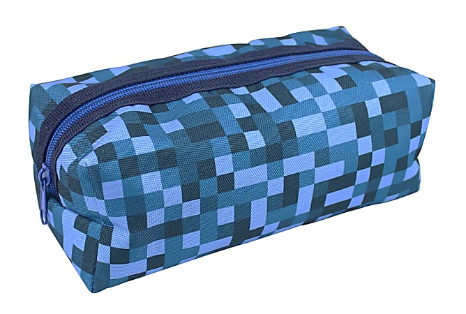 Office Depot® Pencil Pouch, 3-1/5" x 8-1/4", Blue Pixels