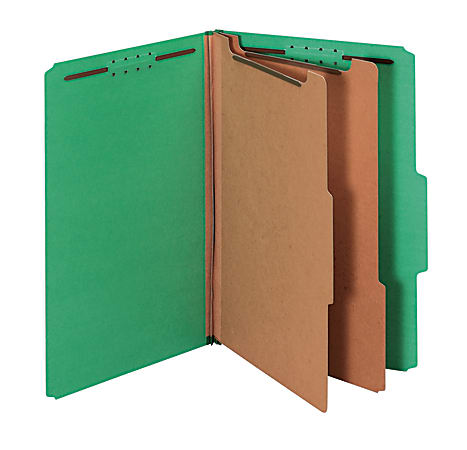 Pendaflex® Pressboard Classification Folder, 2 1/2" Expansion, Legal Size, 2 Dividers, Dark Green