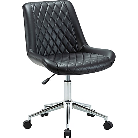 LYS Low Back Office Chair - Black Plywood, Bonded Leather Seat - Black Plywood, Vinyl Back - Low Back - 1 Each