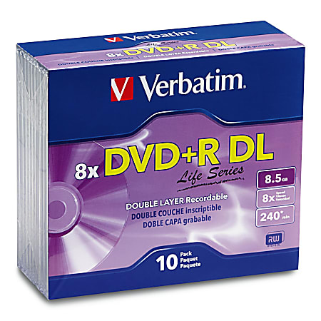 Verbatim® Life Series DVD+R DL Disc Slim Case, Pack Of 10