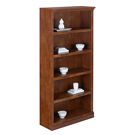 Realspace® Premium 73"H 5-Shelf Wide Bookcase, Brushed Maple