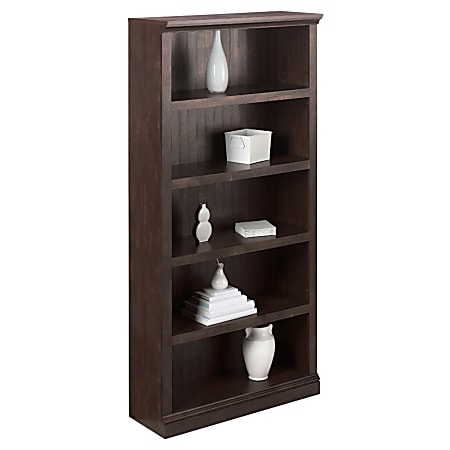 Realspace® Premium Wide Bookcase, 5-Shelf, Antique Black