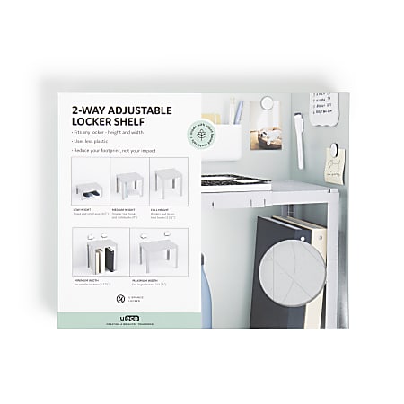 U Brands® U-Eco® Plastic Adjustable Locker Shelf, 13-3/4”H x 13-3/4”W x 10”D, Fog Gray