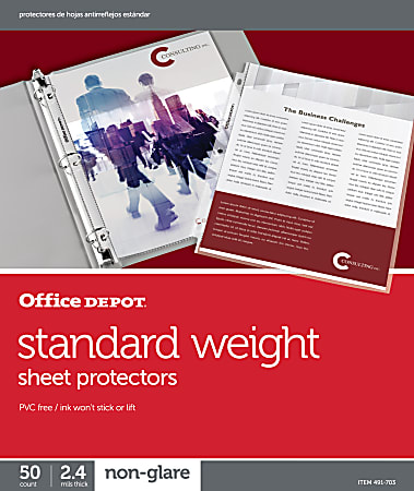 Office Depot® Brand Standard Weight Sheet Protectors, 8-1/2" x 11", Non-Glare, Box Of 50