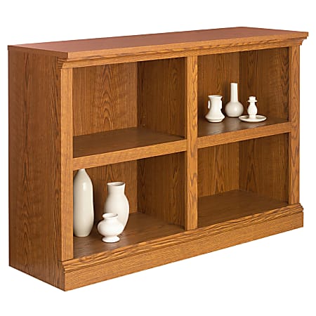 Realspace® Premium Multipurpose Bookcase, 2-Shelf, 32"H x 47 1/2"W x 15 1/2"D, Carolina Oak