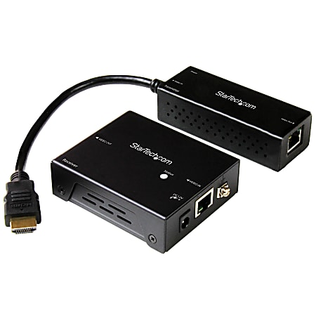 StarTech.com 4K HDMI Extender with Compact Transmitter - Up to 70 m (230 ft.) - HDBaseT Extender Kit - UHD 4K - ST121HDBTDK - HDBaseT extender kit over CAT 5 transmitter is USB powered and features a built-in HDMI cable reducing clutter