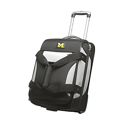 Denco Sports Luggage Nylon Rolling Drop-Bottom Travel Duffel, Michigan Wolverines, 22"H x 14"W x 13 1/2"D, Black