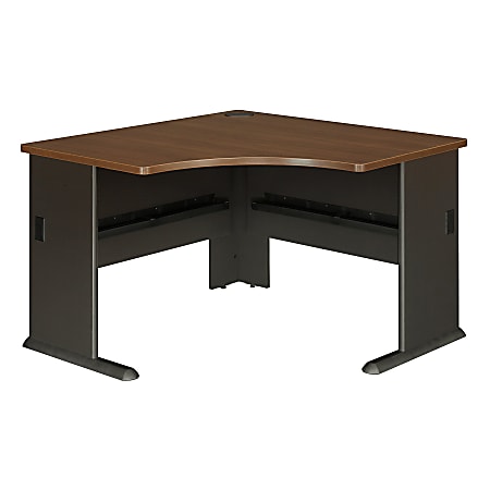 Bush Business Furniture Series A48W Corner Desk in Walnut - 47.2" x 47.2" x 29.8" x 1" - Material: Hardwood, Melamine - Finish: Walnut