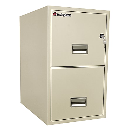 Sentry®Safe FIRE-SAFE® 2-Drawer Vertical File Cabinet, 27 9/16"H x 16 5/8"W x 25"D, Putty