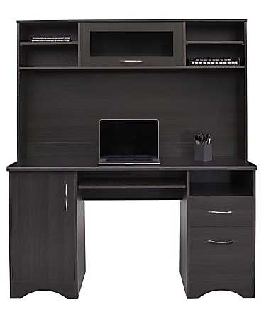 Realspace Pelingo 56 W Computer Desk With Hutch Dark Gray Office