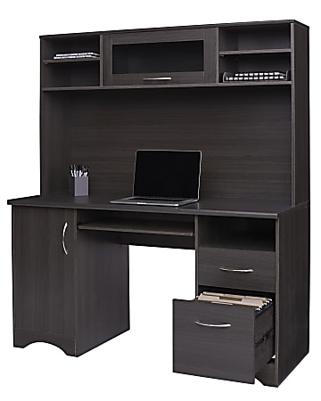 Black desk hot sale and hutch