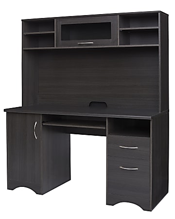 Realspace Pelingo 56 W Computer Desk With Hutch Dark Gray Office