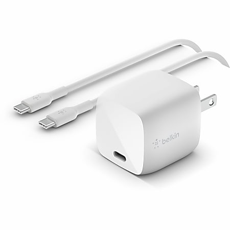 Belkin BoostCharge 30W USB-C GaN Wall Charger (USB-C Cable included) - Power Adapter - White