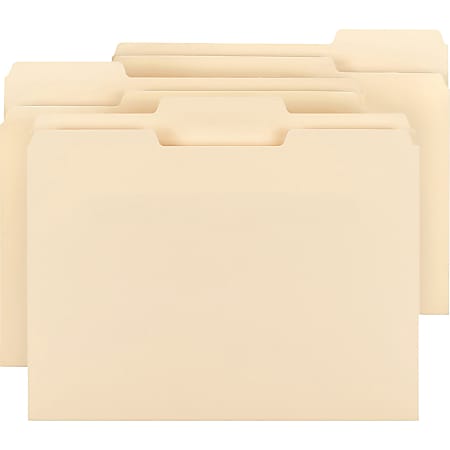 Business Source 1/3-Cut Tab File Folders, 3/4" Expansion, Letter Size, Manila, Box Of 150 Folders
